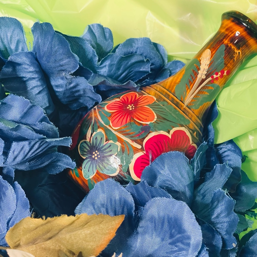 Hand painted wood vase